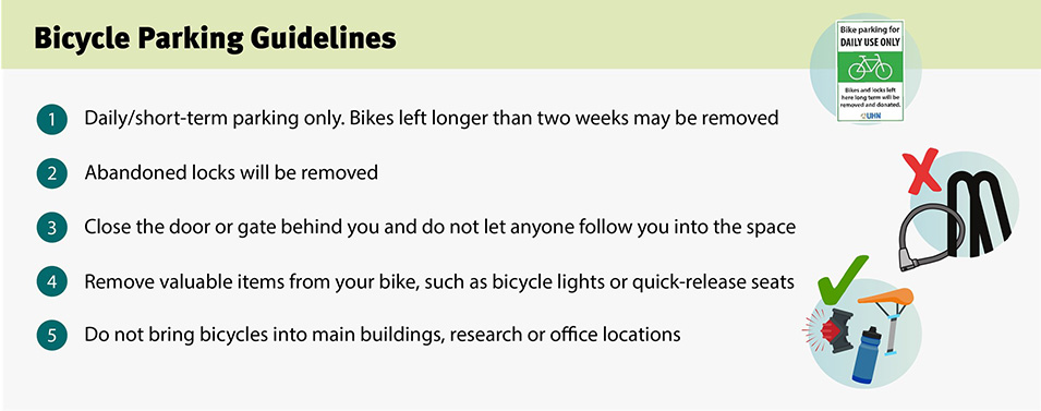 List of five key rules to keep in mind when bicycling to UHN