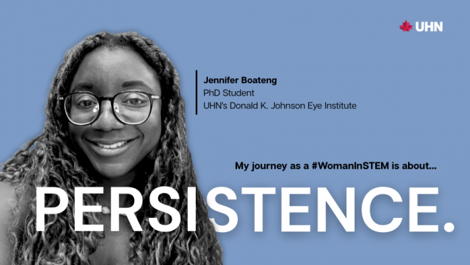 Photo of Jennifer with her name, title, and the word "Persistence"