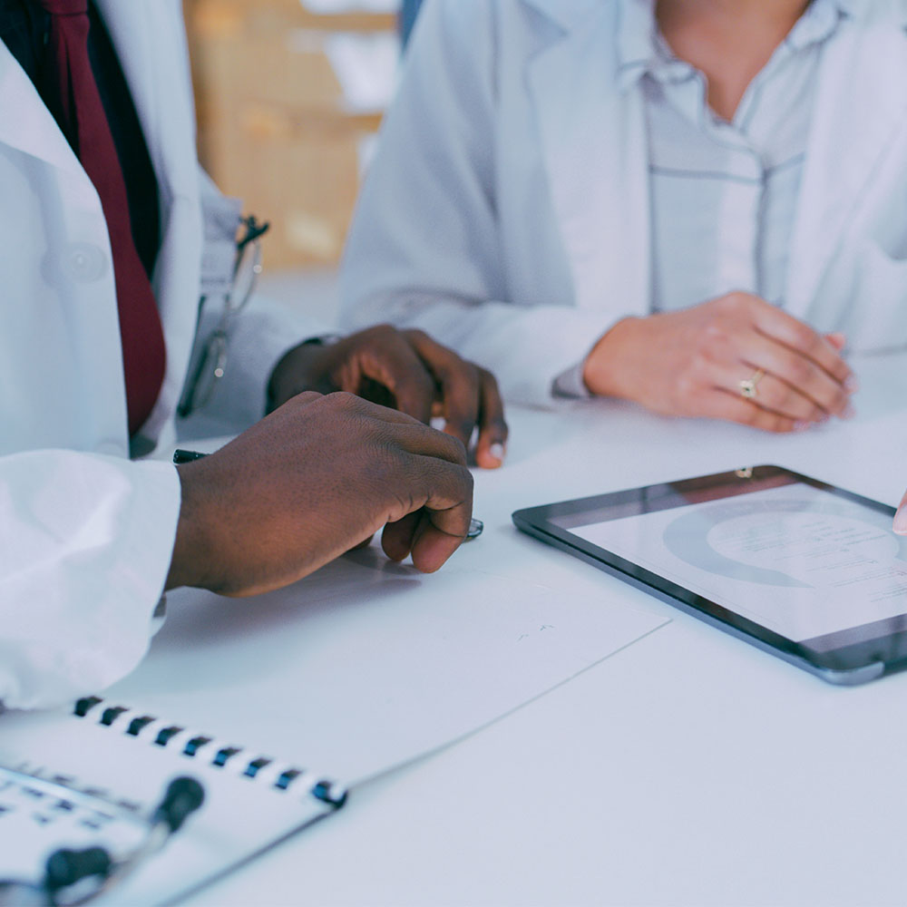 doctor reviewing data