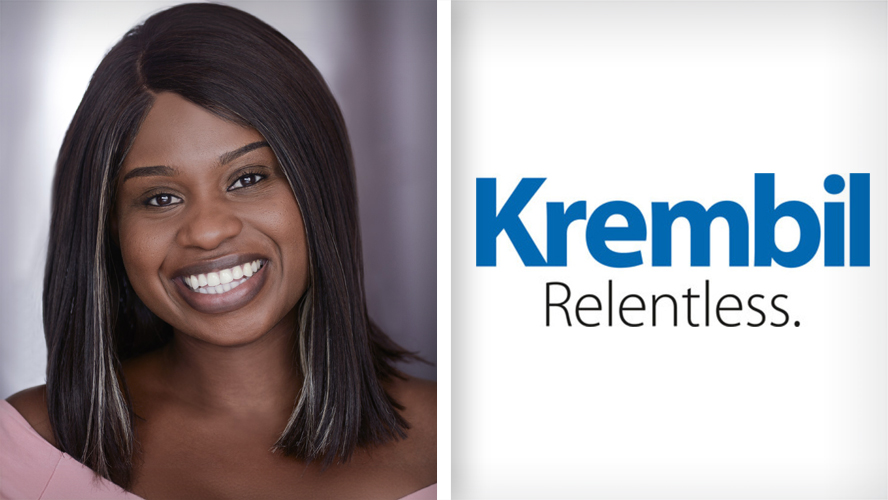 Left: photograph of Alley Wilson. Right: Krembil logo