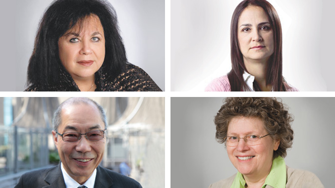 Recent distinctions were bestowed on four UHN researchers (pictured, clockwise from top left): Dr. Joanne Bargman, Dr. Andrea Furlan, Dr. Dafna Gladman and Dr. Tak Mak.