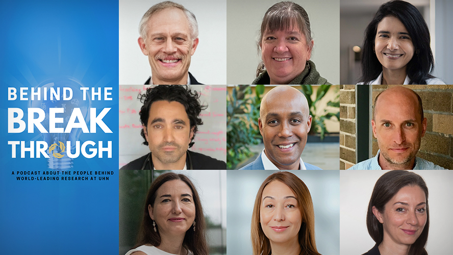 (L-R, top to bottom) Season 5 features UHN Researchers, Drs. Howard Abrams (KITE), Laurie Ailles (Princess Margaret Cancer Centre), Mamatha Bhat (Toronto General Hospital Research Institute; TGHRI), Andrew Boozary (TGHRI), Hance Clarke (Krembil Research I