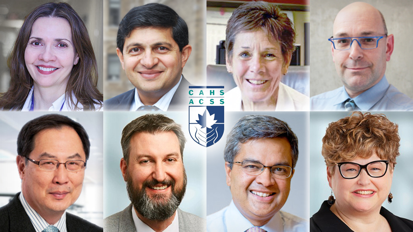 (Top left to right) Drs. Margaret Herridge, Mansoor Husain, Sharon Walmsley, Aaron Schimmer; (bottom left to right) Ming-Sound Tsao, Alex Mihailidis, Amit Oza and Cathy Craven.