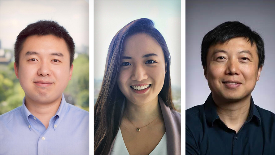 (L-R) Co-first authors and doctoral candidates at TGHRI, Haotian Cui and Chloe Wang; Bo Wang, Scientist at TGHRI and senior author.