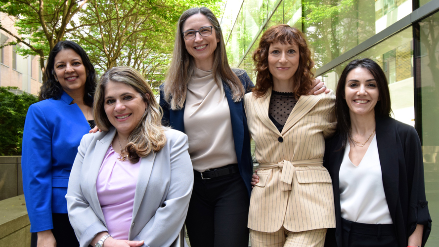 Meet the inaugural winners of the Di Poce Research Scholars Awards: (L-R) Drs. Deepali Kumar, Nazia Selzner-Malekkiani, Tereza Martinu, Ana Konvalinka and Golnaz Karoubi (Photo: UHN).