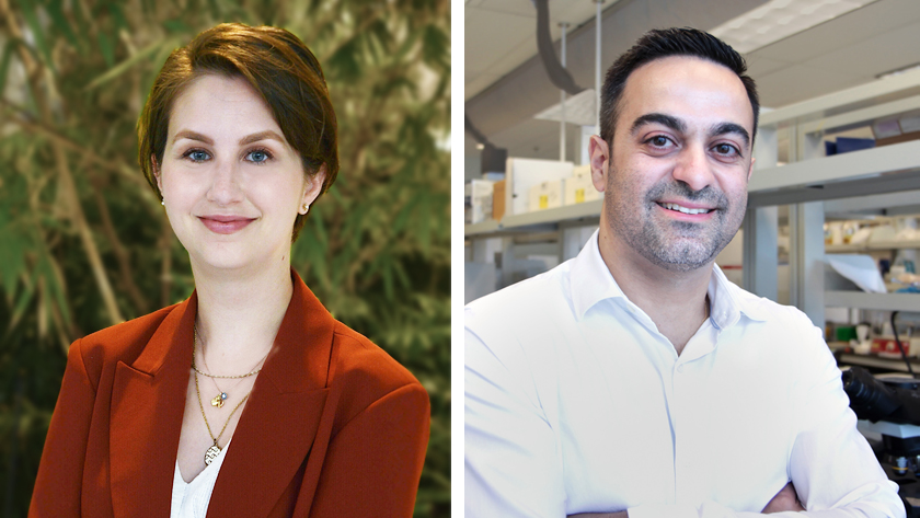 (L-R) Sofia Melliou is a PhD student at the University of Toronto and first author of the study. Dr. Phedias Diamandis is a Scientist at the Princess Margaret Cancer Centre, a Neuropathologist at UHN and an Assistant Professor in the Department of Laborat