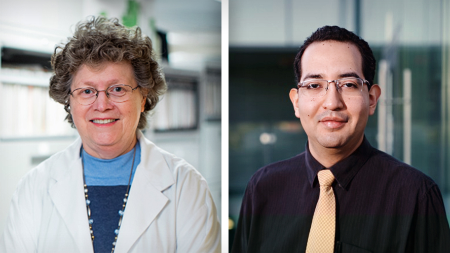 (L-R) Drs. Dafna Gladman, a Senior Scientist at the Schroeder Arthritis Institute and a Professor of Medicine at the University of Toronto, and Omar Cruz-Correa, a Research Associate in Dr. Gladman's lab.