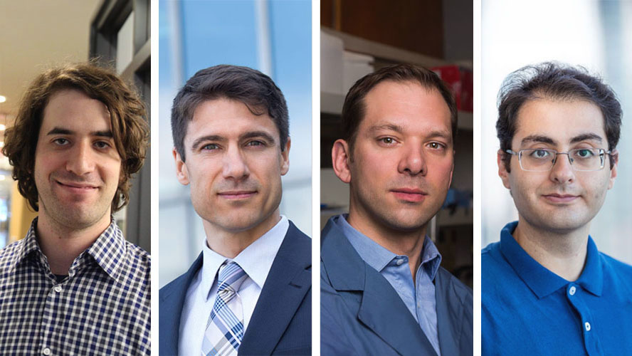 (L-R) Co-senior authors of the study: Drs. Michael Hoffman, Scott Bratman and Mathieu Lupien; first author of the study, Dr. Mehran Karimzadeh.