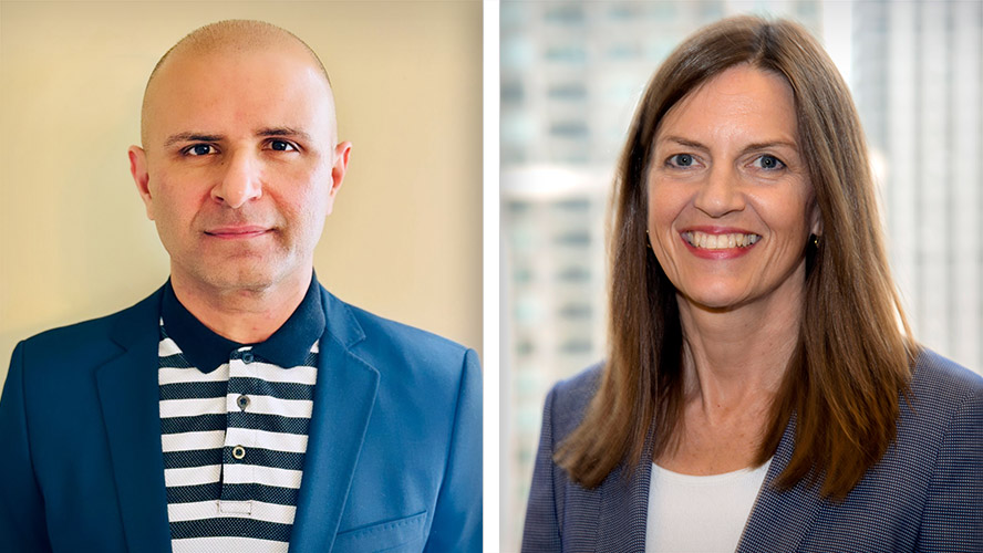 Dr. Javaid Iqbal (left), Doctoral Student in the lab of Dr. Camilla Zimmermann (right), Senior Scientist at Princess Margaret and Head and Lederman Chair in the Department of Supportive Care, Princess Margaret Cancer Centre.