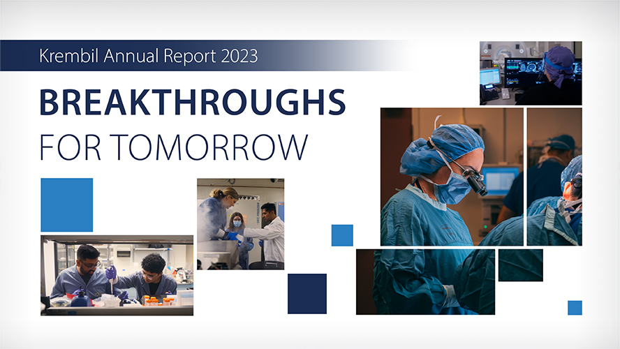 This year's report features recent discoveries from Krembil's three research institutes: Krembil Brain Institute, Schroeder Arthritis Institute and Donald K. Johnson Eye Institute.
