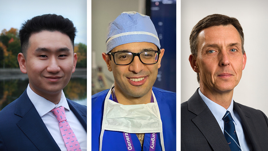 (L-R) Allen Li, a current medical student at the University of Ottawa, Dr. Amin Madani, Education Investigator 2 at TIER, and Dr. Thomas Forbes, Clinician Investigator at TGHRI.