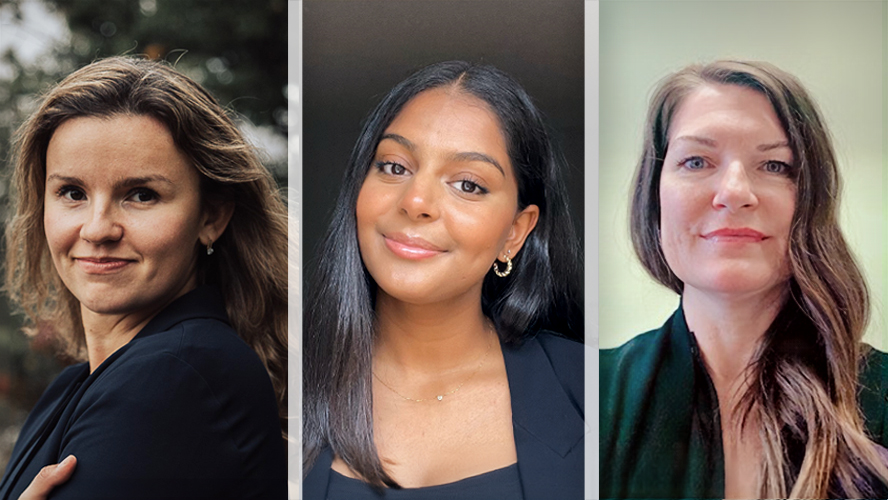 (L-R) Dr. Kateryna Metersky, Affiliate Scientist at The Institute for Education Research; Kaveenaa Chandrasekaran, Master of Nursing candidate at the Toronto Metropolitan University; and Suzanne Ezekiel, clinical nurse specialist at Unity Health Toronto a