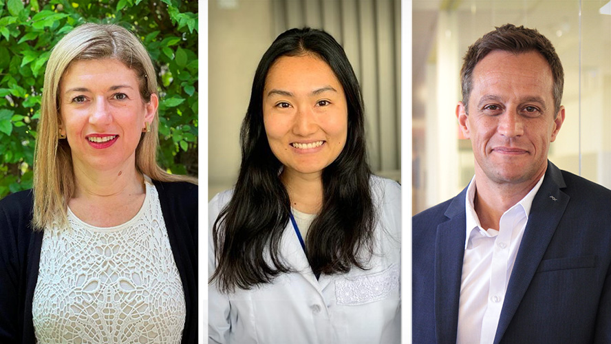 (L-R) Dr. Monica Daibert-Nido, co-senior author; Dr. Mariana Misawa, first author and clinical fellow under the supervision of Dr. Daibert-Nido; and Dr. Michael Reber, co-senior author.