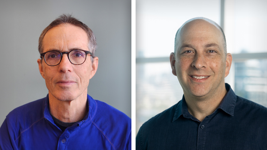 (L-R) Dr. Izhar Livne-Bar, a Research Associate in Dr. Jeremy Sivak's lab, and Dr. Jeremy Sivak, a Senior Scientist at UHN's Donald K. Johnson Eye Institute. Photo credit: The Globe and Mail.