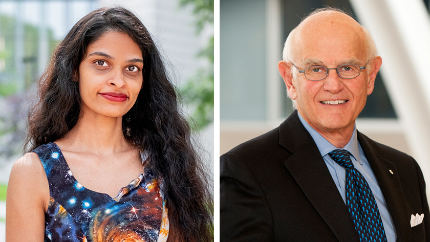 (L-R) Swapna Mylabathula, MD/PhD student in Dr. Tator's lab and first author of the study (Photo: Changmo Joseph Kim), and Dr. Charles Tator, Emeritus Scientist at the Krembil Brain Institute and senior author of the study. 
