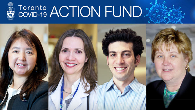 The funded projects are being led by (L-R) Drs. Angela Cheung and Margaret Herridge (co-leads), Jordan Feld and Rima Styra.