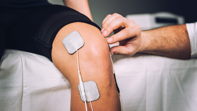 In the study, two sets of electrodes were placed at knees and ankles of participantsone set to measure fluid buildup and the other to initiate muscle contractions.