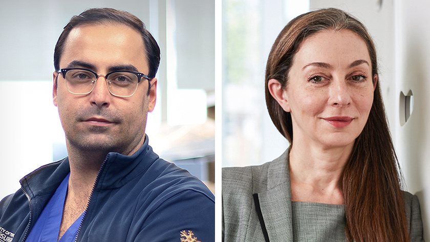 (L-R) Dr. Farshad Nassiri, a neurosurgery resident at the University of Toronto, and Dr. Gelareh Zadeh, Co-Director of the Krembil Brain Institute and Senior Scientist at the Princess Margaret Cancer Centre.