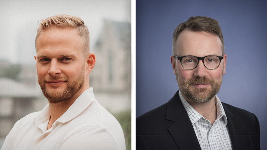 (L-R) Dr. James Young, a Postdoctoral Researcher in Integrated Arthritis Care at the Schroeder Arthritis Institute, and Dr. Michael Zywiel, a Clinician Investigator at the Schroeder Arthritis Institute and an Orthopedic Surgeon at Toronto Western Hospital