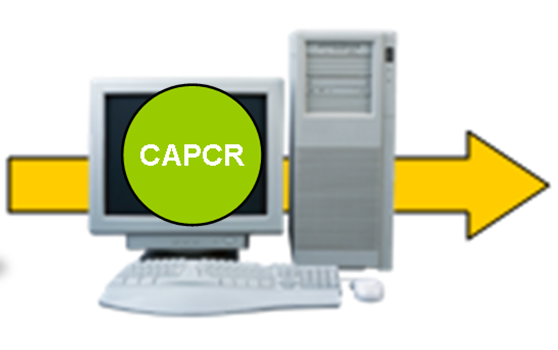 CAPCR computer with arrow going though it icon