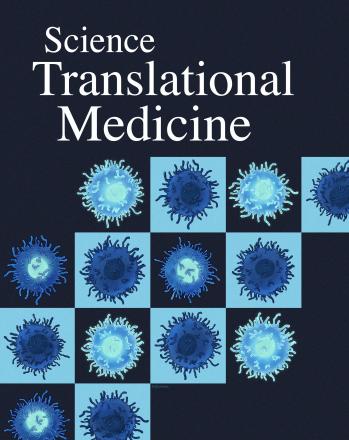 Image of journal cover featuring a graphic of t-cells in a checkerboard patter in a colour palette of blues